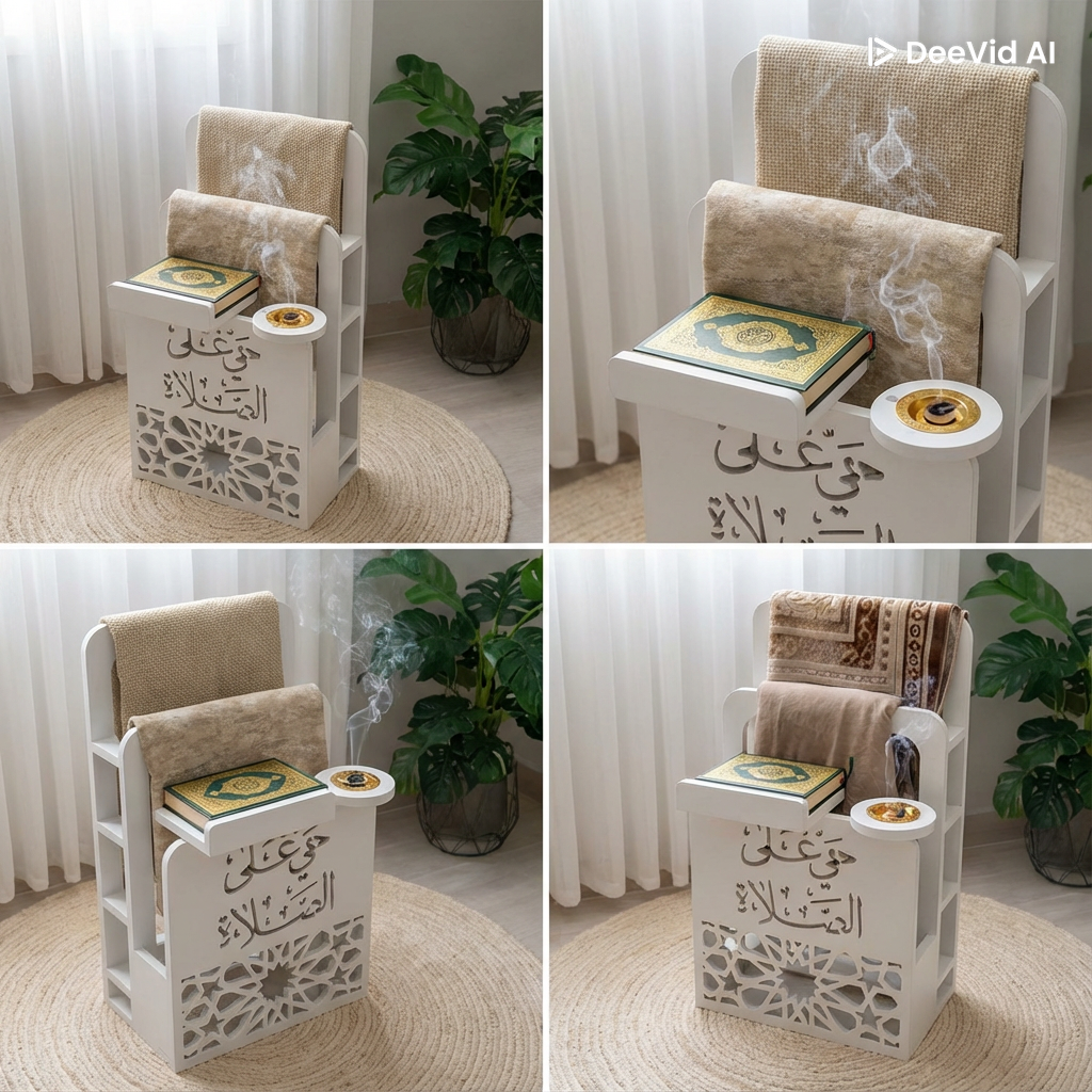 رركن صلاة فاخر / حامل للمصحف،/ مبخرة مدمجة/، ورفوف جانبية للتخزين FORX10